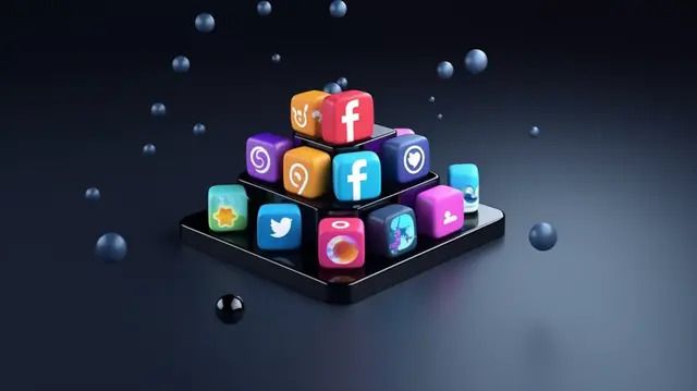 social media icons stacked high above a black background photo and picture for free download pngtree